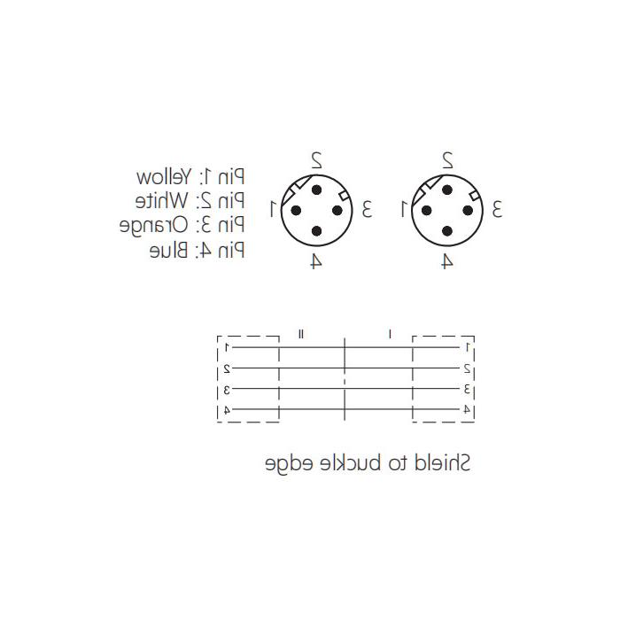 M12 4Pin male/male、D-coded、Dual end pre cast PUR shield flexible cable、EtherCat network cable、Green sheath、0C3121-xxx